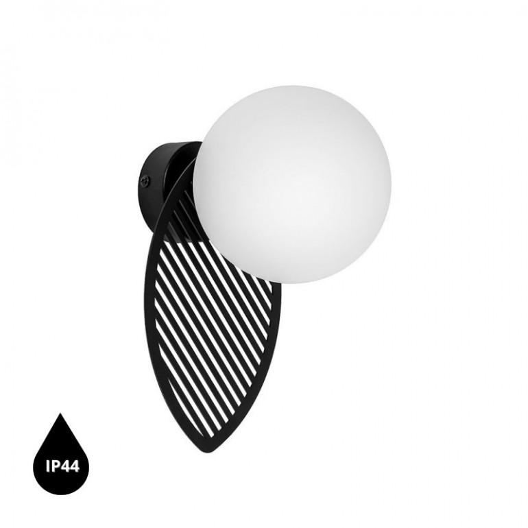 FYLLO B lampe murale / applique murale noire avec étanchéité IP44 renforcée