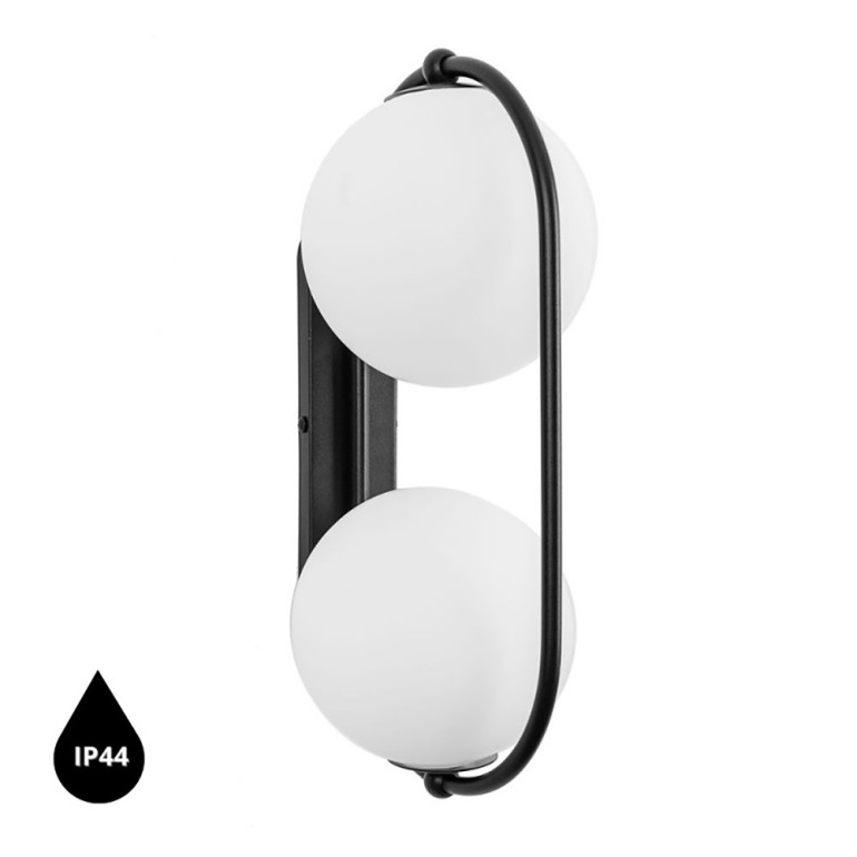 KOBAN E lampe murale / applique murale noire avec étanchéité IP44 renforcée