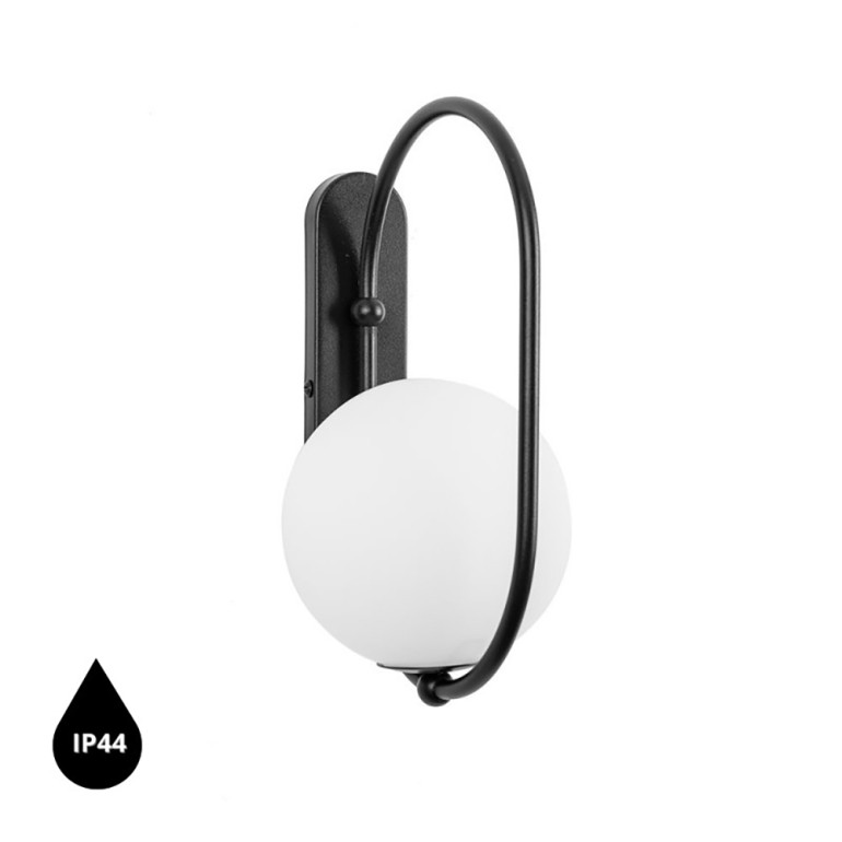 KOBAN D lampe murale / applique murale noire avec étanchéité IP44 renforcée