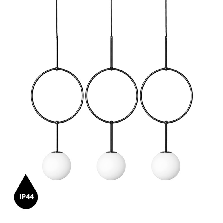 ISUULLA C plafonnier triple noir IP44