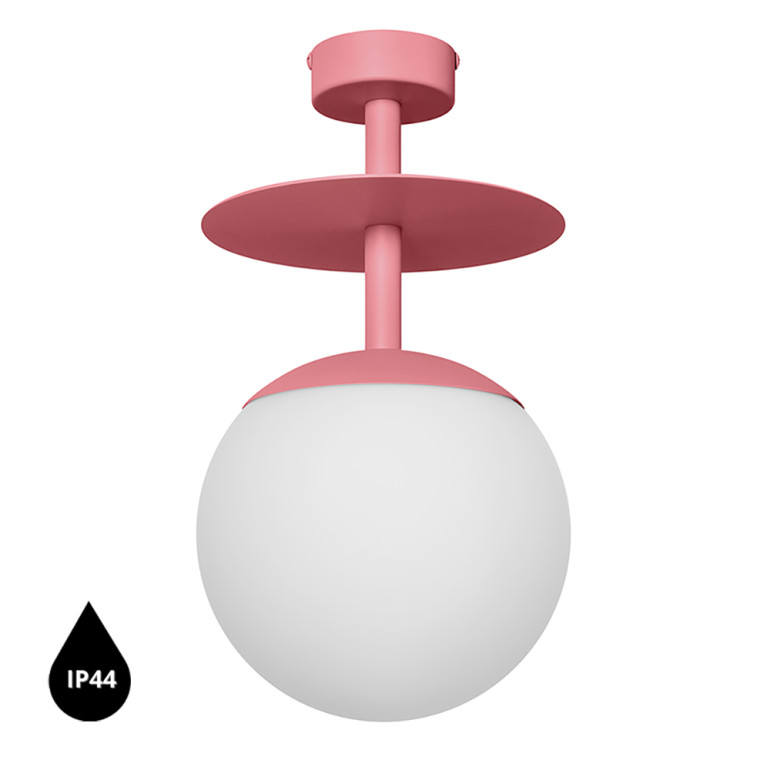 PLAAT B pink ceiling lamp / plafond with increased IP44 tightness