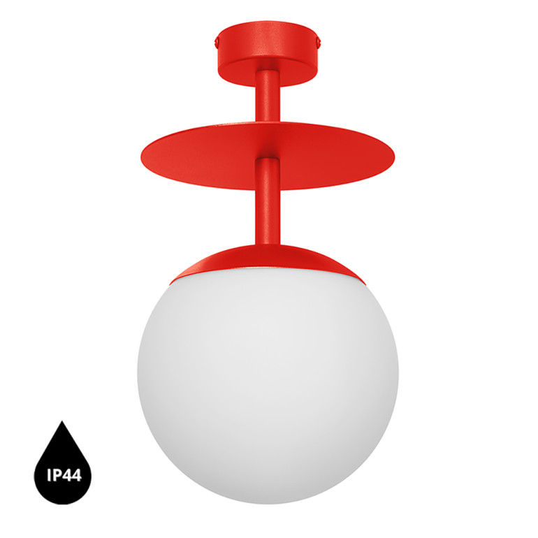 PLAAT B red-orange ceiling lamp / plafond with increased IP44 tightness